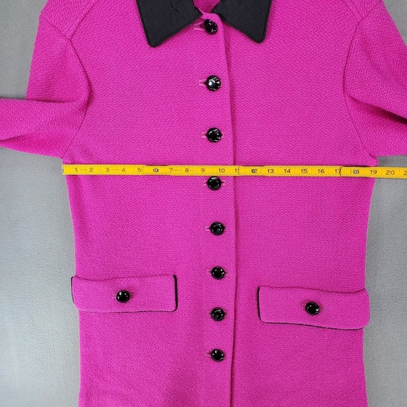 ST.JOHN Collection Size P Knit Pink Black Trim Overcoat Blazer Jacket Wool Blend - Picture 7 of 8